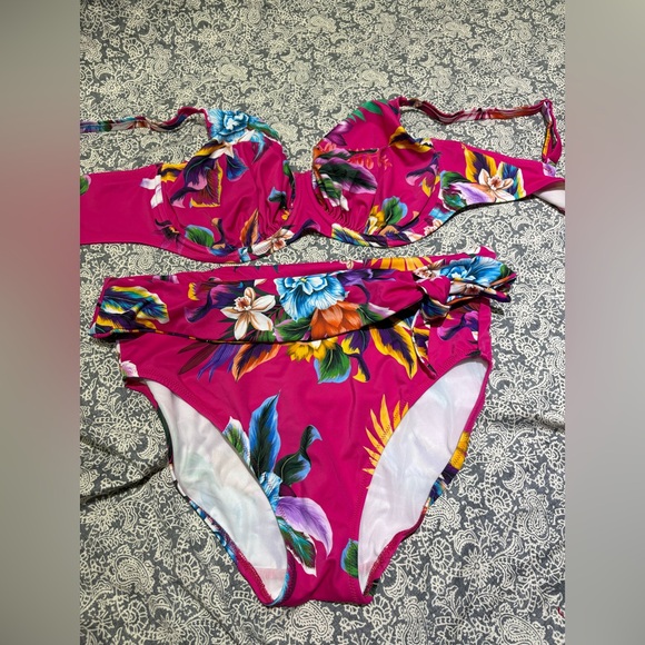 Fantasie pink floral bikini 38H DDDDD 5D underwire large - Picture 1 of 6